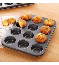 12 Cupcake Muffin Mold Tray Non Stick Carbon Steel